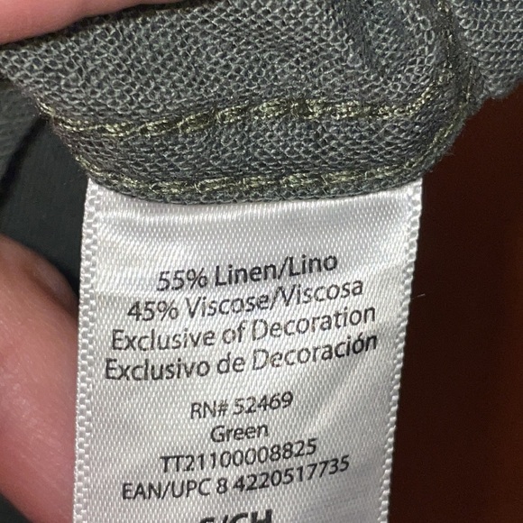 •TIME AND TRU•ARMY GREEN VISCOSE-LINEN BLEND BUTTON LIGHTWEIGHT SHACKET SIZE S - Picture 5 of 7